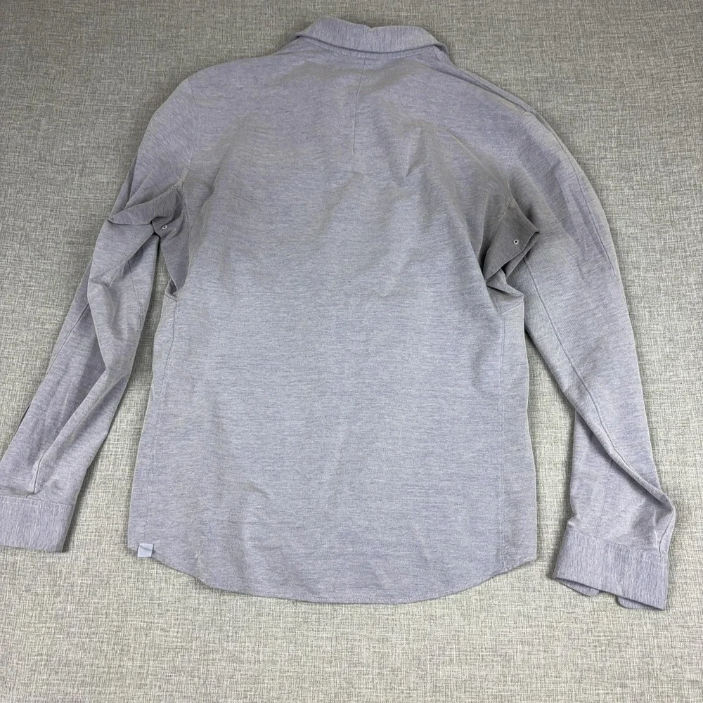 Lululemon Shirt Mens Large Gray Long Sleeve Button Up Knit Collared Casual